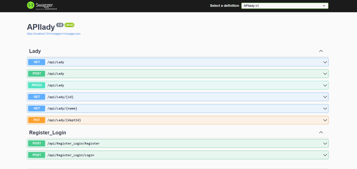 APIlady — Department Management Web API with JWT Auth